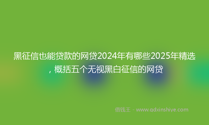 黑征信也能贷款的网贷2024年有哪些2025年精选，概括五个无视黑白征信的网贷
