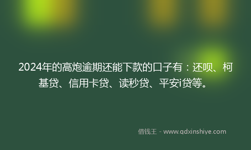 2024年的高炮逾期还能下款的口子有：还呗、柯基贷、信用卡贷、读秒贷、平安i贷等。