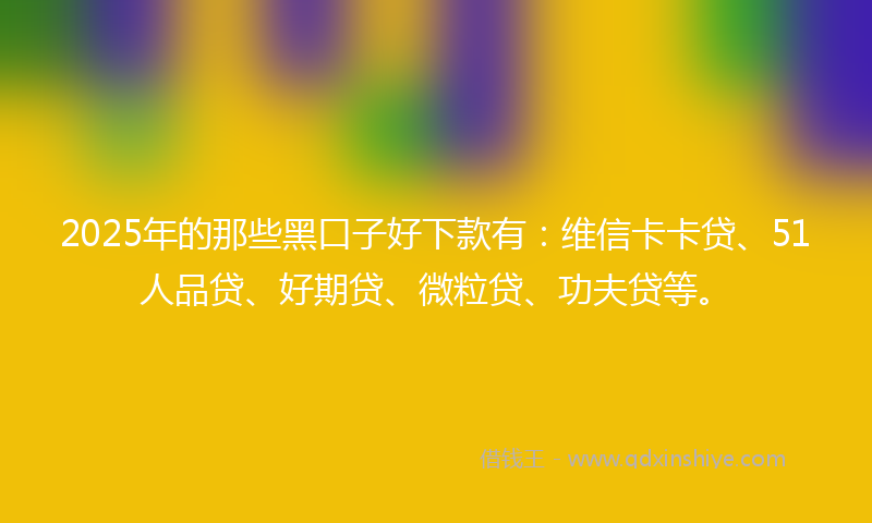 2025年的那些黑口子好下款有：维信卡卡贷、51人品贷、好期贷、微粒贷、功夫贷等。