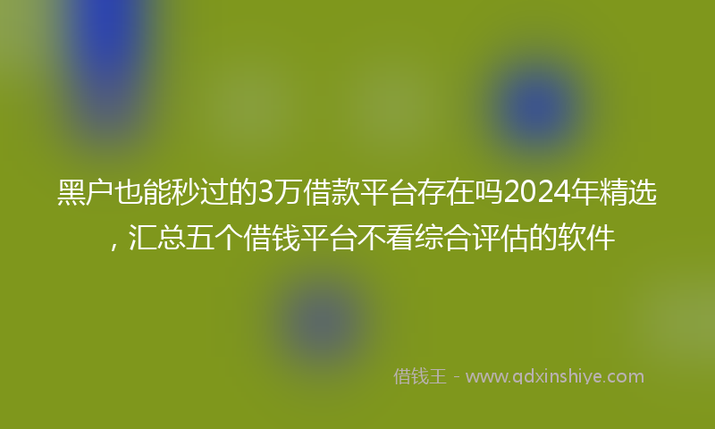 黑户也能秒过的3万借款平台存在吗2024年精选，汇总五个借钱平台不看综合评估的软件