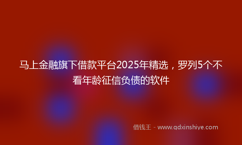马上金融旗下借款平台2025年精选，罗列5个不看年龄征信负债的软件