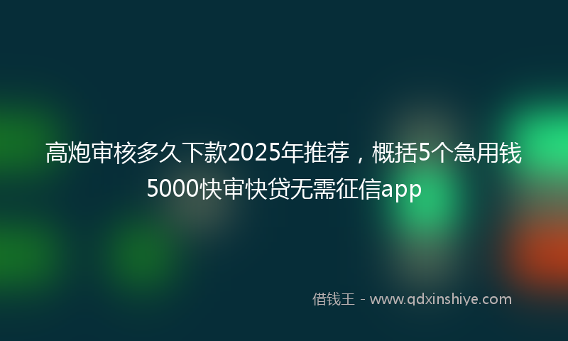 高炮审核多久下款2025年推荐，概括5个急用钱5000快审快贷无需征信app