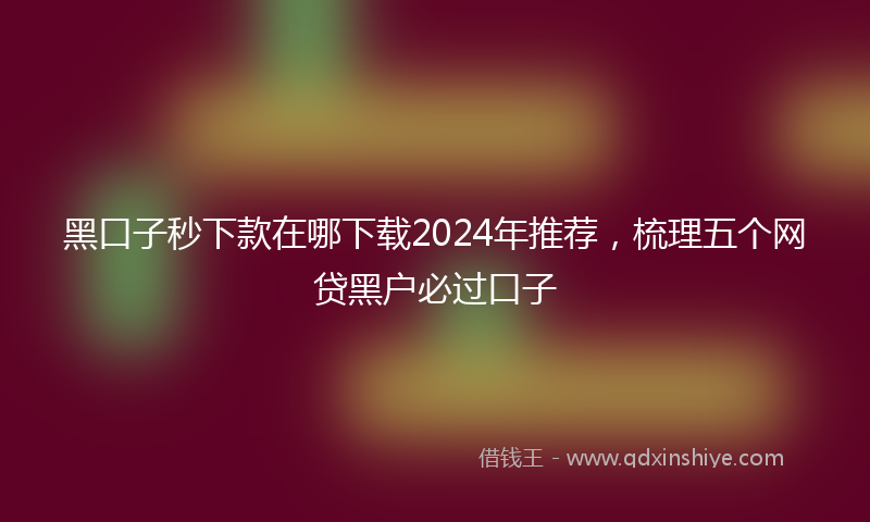 黑口子秒下款在哪下载2024年推荐，梳理五个网贷黑户必过口子