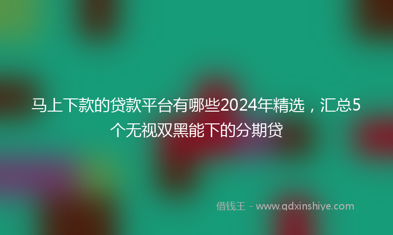 马上下款的贷款平台有哪些2024年精选，汇总5个无视双黑能下的分期贷