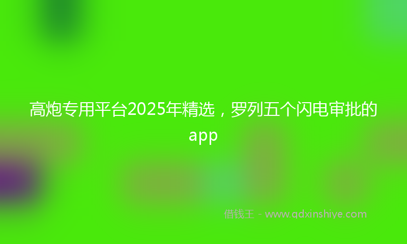 高炮专用平台2025年精选，罗列五个闪电审批的app