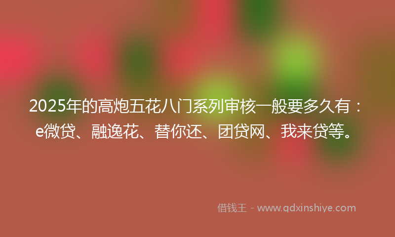 2025年的高炮五花八门系列审核一般要多久有：e微贷、融逸花、替你还、团贷网、我来贷等。