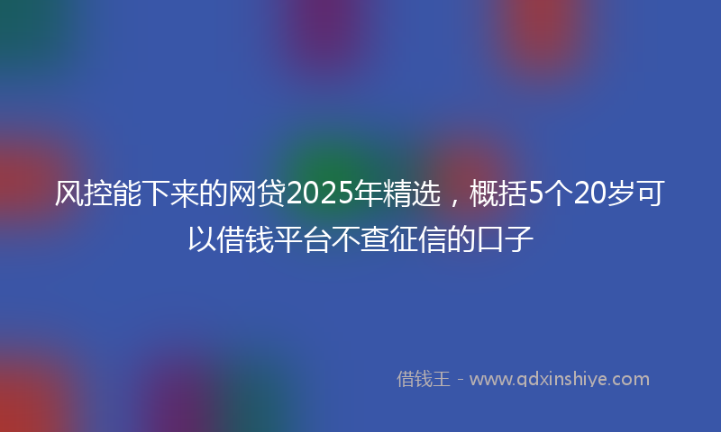 风控能下来的网贷2025年精选，概括5个20岁可以借钱平台不查征信的口子
