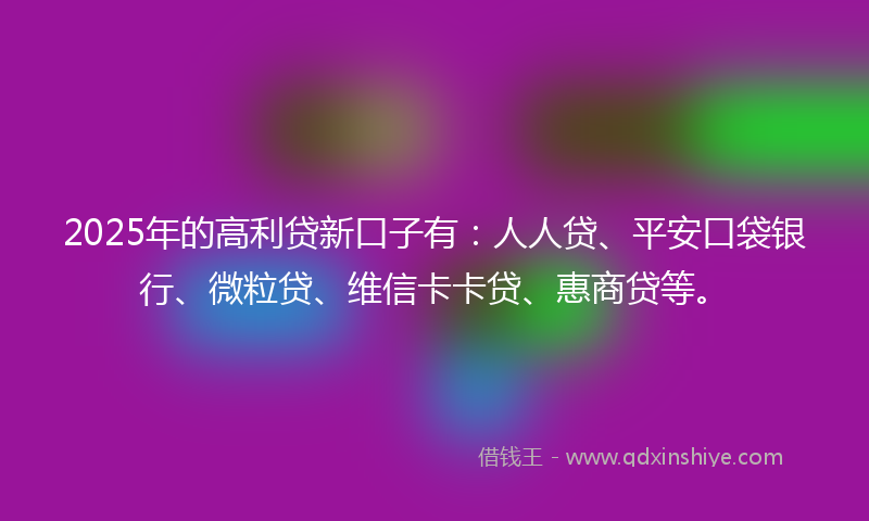 2025年的高利贷新口子有：人人贷、平安口袋银行、微粒贷、维信卡卡贷、惠商贷等。