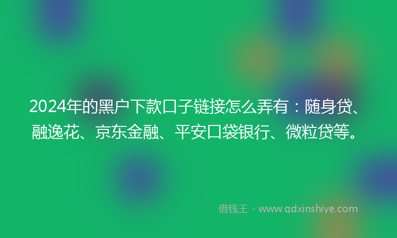 2024年的黑户下款口子链接怎么弄有：随身贷、融逸花、京东金融、平安口袋银行、微粒贷等。