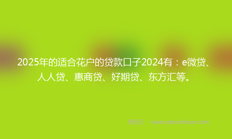 2025年的适合花户的贷款口子2024有：e微贷、人人贷、惠商贷、好期贷、东方汇等。