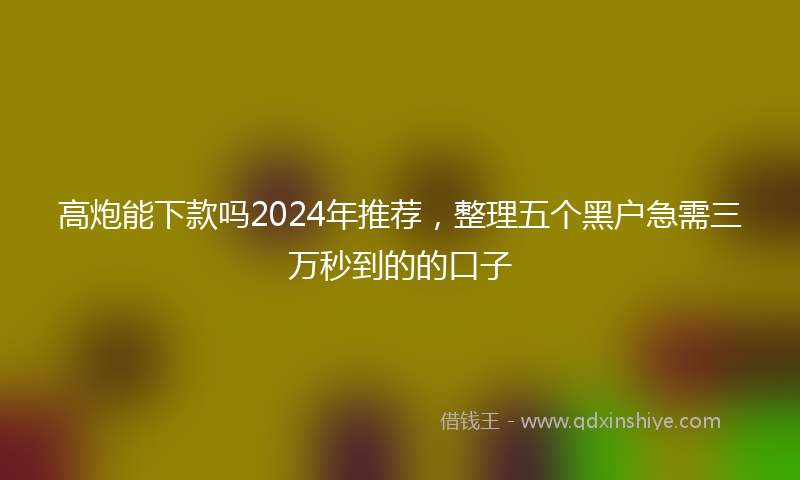 高炮能下款吗2024年推荐，整理五个黑户急需三万秒到的的口子