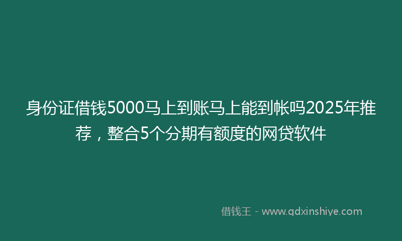 身份证借钱5000马上到账马上能到帐吗2025年推荐，整合5个分期有额度的网贷软件