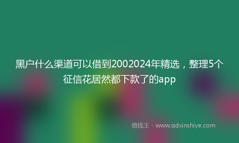 黑户什么渠道可以借到2002024年精选，整理5个征信花居然都下款了的app