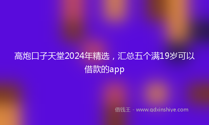 高炮口子天堂2024年精选，汇总五个满19岁可以借款的app