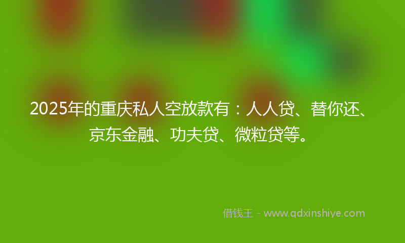 2025年的重庆私人空放款有：人人贷、替你还、京东金融、功夫贷、微粒贷等。