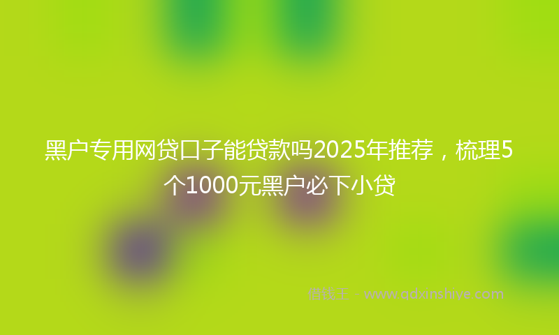 黑户专用网贷口子能贷款吗2025年推荐，梳理5个1000元黑户必下小贷