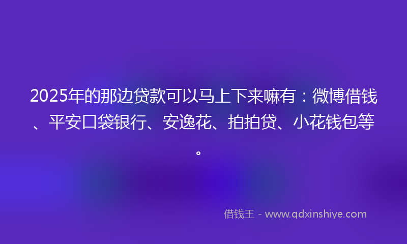 2025年的那边贷款可以马上下来嘛有：微博借钱、平安口袋银行、安逸花、拍拍贷、小花钱包等。