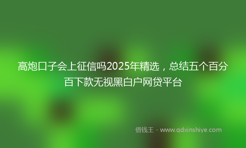 高炮口子会上征信吗2025年精选，总结五个百分百下款无视黑白户网贷平台