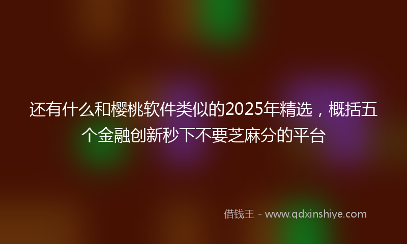 还有什么和樱桃软件类似的2025年精选，概括五个金融创新秒下不要芝麻分的平台