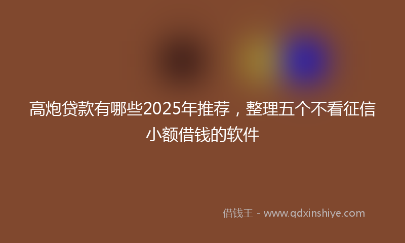 高炮贷款有哪些2025年推荐，整理五个不看征信小额借钱的软件