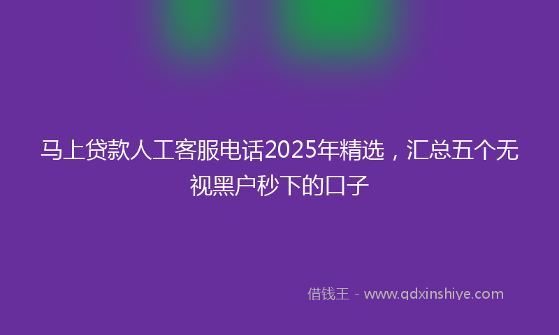 马上贷款人工客服电话2025年精选，汇总五个无视黑户秒下的口子