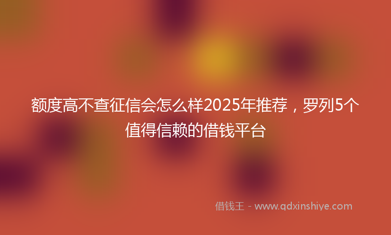 额度高不查征信会怎么样2025年推荐，罗列5个值得信赖的借钱平台