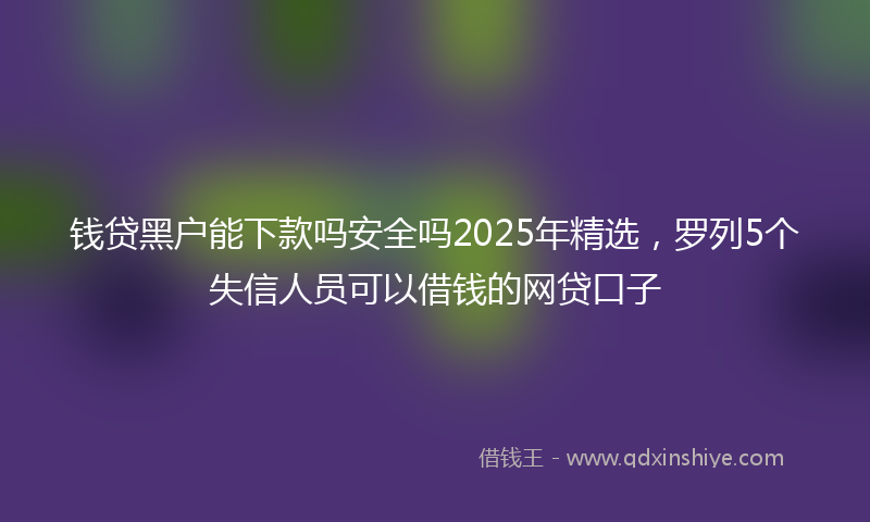 钱贷黑户能下款吗安全吗2025年精选，罗列5个失信人员可以借钱的网贷口子