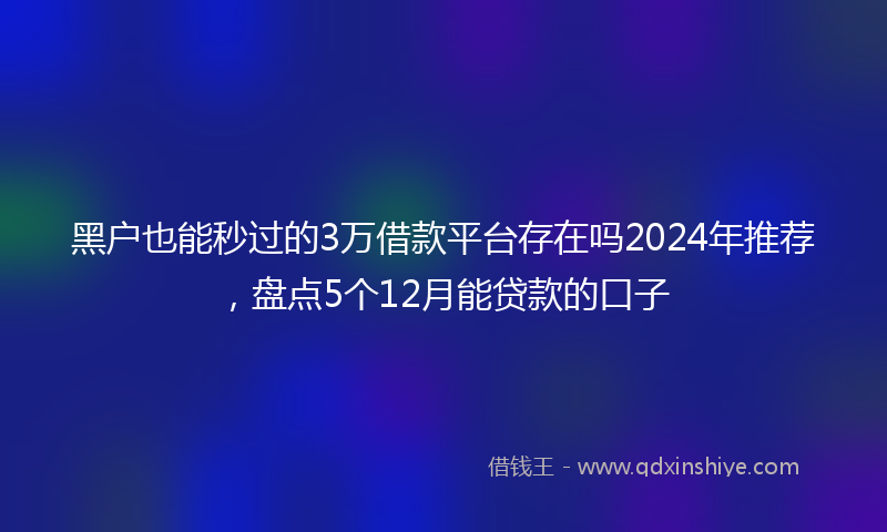 黑户也能秒过的3万借款平台存在吗2024年推荐，盘点5个12月能贷款的口子