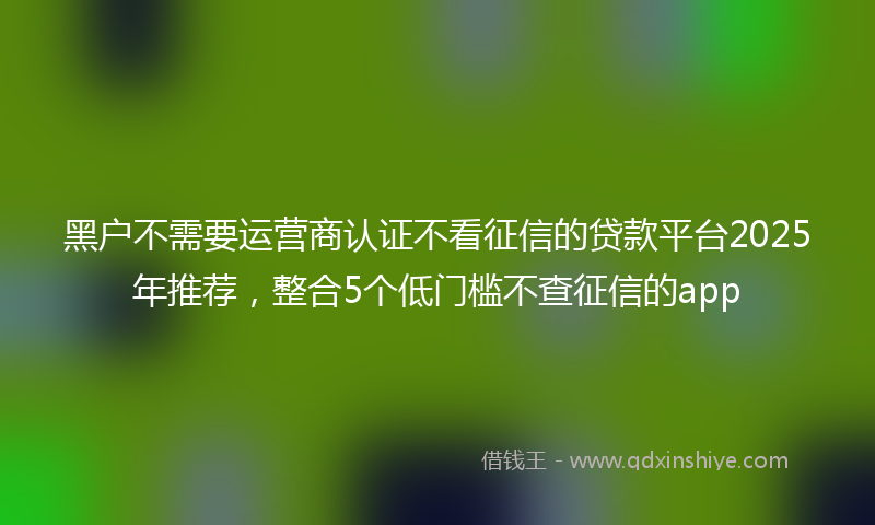 黑户不需要运营商认证不看征信的贷款平台2025年推荐，整合5个低门槛不查征信的app