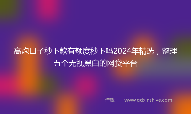 高炮口子秒下款有额度秒下吗2024年精选，整理五个无视黑白的网贷平台