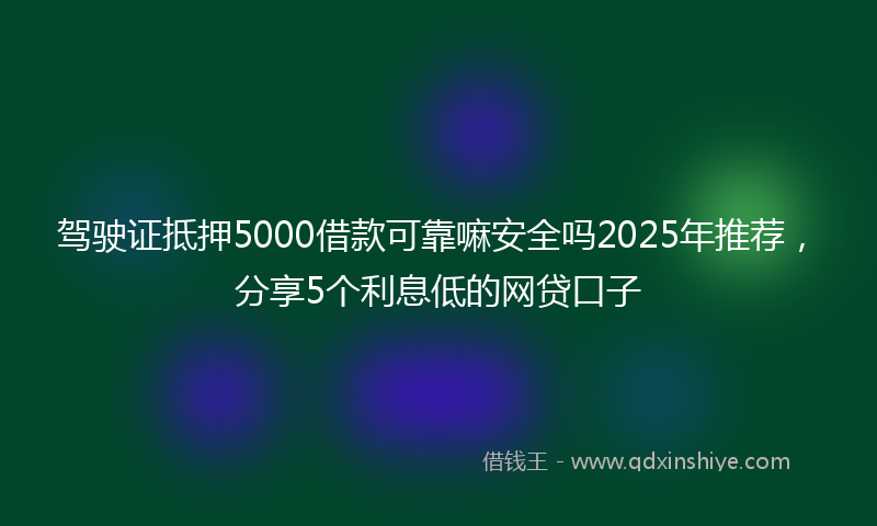 驾驶证抵押5000借款可靠嘛安全吗2025年推荐，分享5个利息低的网贷口子
