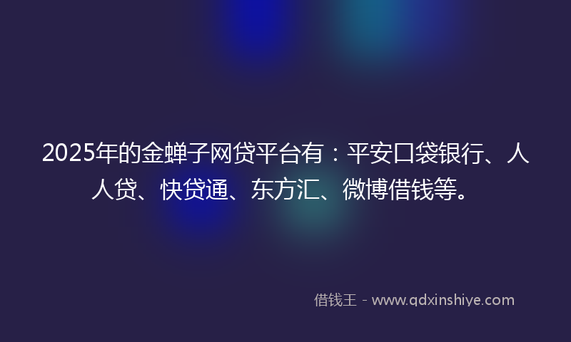 2025年的金蝉子网贷平台有：平安口袋银行、人人贷、快贷通、东方汇、微博借钱等。