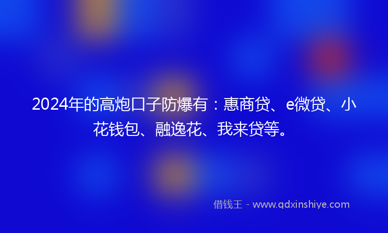 2024年的高炮口子防爆有：惠商贷、e微贷、小花钱包、融逸花、我来贷等。