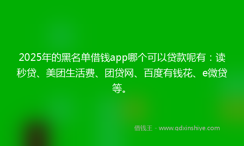 2025年的黑名单借钱app哪个可以贷款呢有：读秒贷、美团生活费、团贷网、百度有钱花、e微贷等。