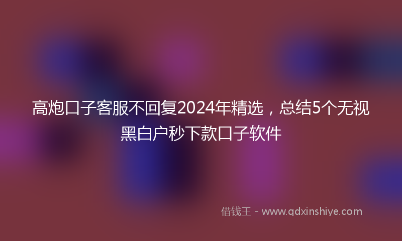 高炮口子客服不回复2024年精选，总结5个无视黑白户秒下款口子软件
