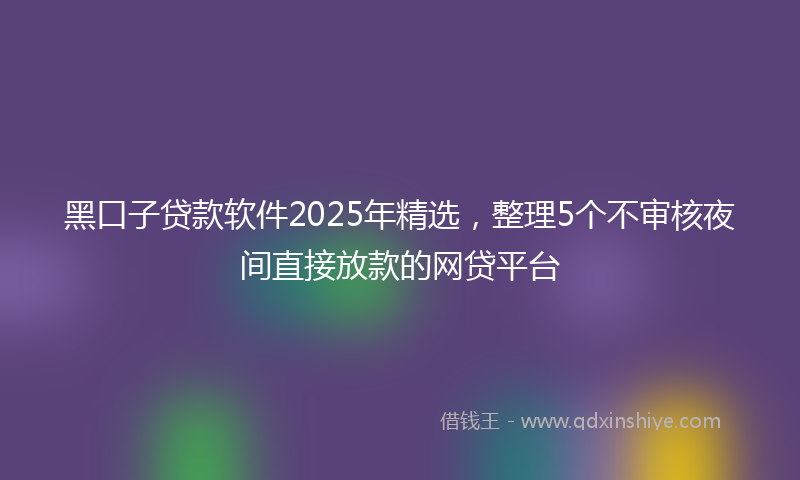 黑口子贷款软件2025年精选，整理5个不审核夜间直接放款的网贷平台