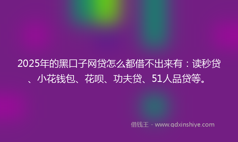 2025年的黑口子网贷怎么都借不出来有：读秒贷、小花钱包、花呗、功夫贷、51人品贷等。