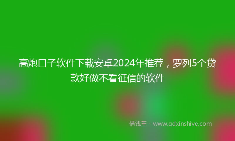 高炮口子软件下载安卓2024年推荐，罗列5个贷款好做不看征信的软件