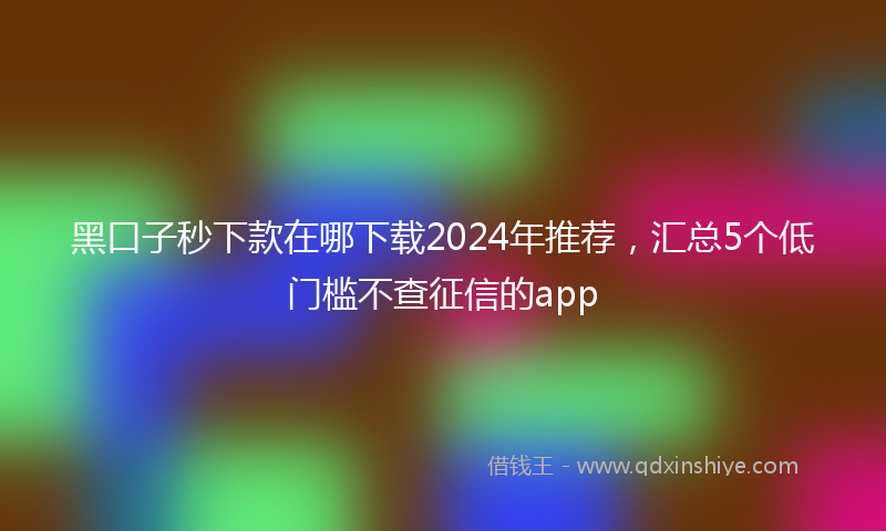 黑口子秒下款在哪下载2024年推荐，汇总5个低门槛不查征信的app