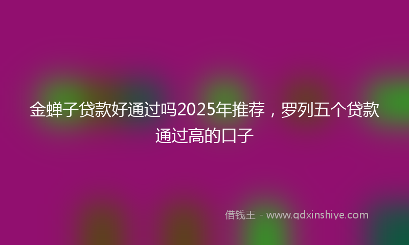 金蝉子贷款好通过吗2025年推荐，罗列五个贷款通过高的口子