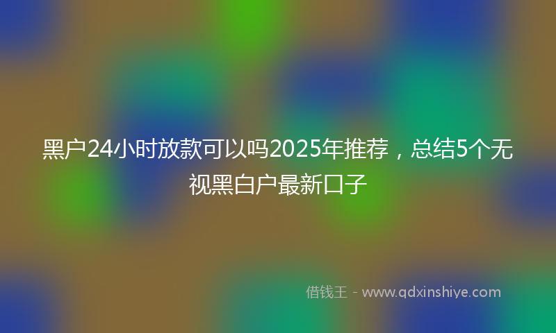 黑户24小时放款可以吗2025年推荐，总结5个无视黑白户最新口子
