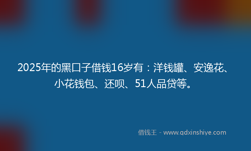 2025年的黑口子借钱16岁有：洋钱罐、安逸花、小花钱包、还呗、51人品贷等。