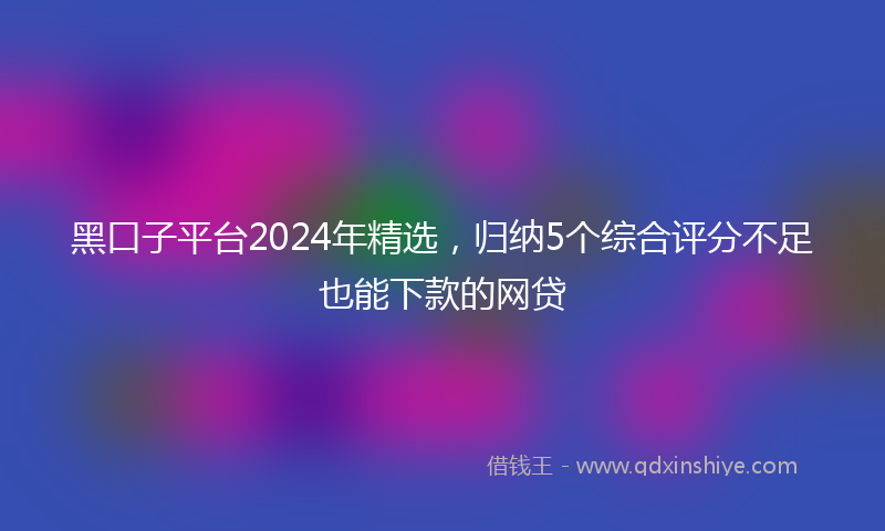 黑口子平台2024年精选，归纳5个综合评分不足也能下款的网贷