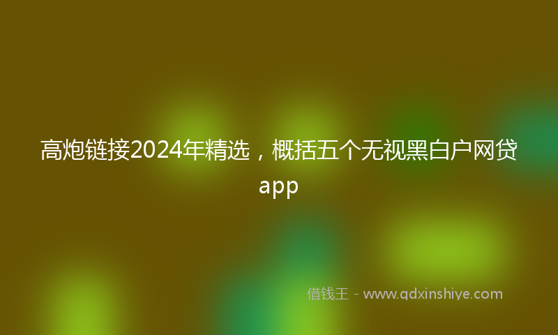 高炮链接2024年精选，概括五个无视黑白户网贷app