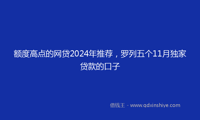 额度高点的网贷2024年推荐，罗列五个11月独家贷款的口子