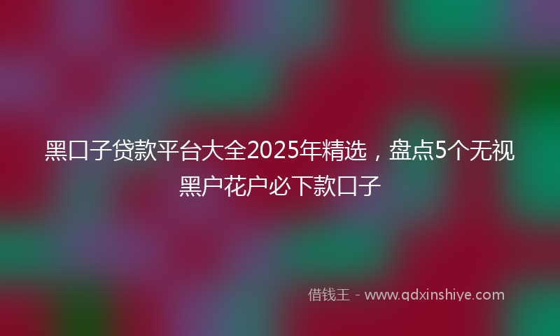 黑口子贷款平台大全2025年精选，盘点5个无视黑户花户必下款口子