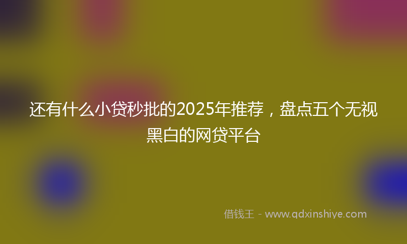 还有什么小贷秒批的2025年推荐，盘点五个无视黑白的网贷平台