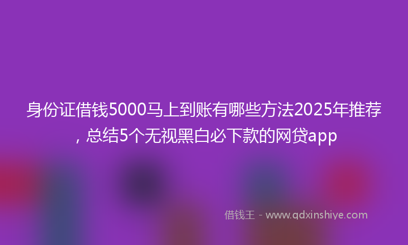 身份证借钱5000马上到账有哪些方法2025年推荐，总结5个无视黑白必下款的网贷app