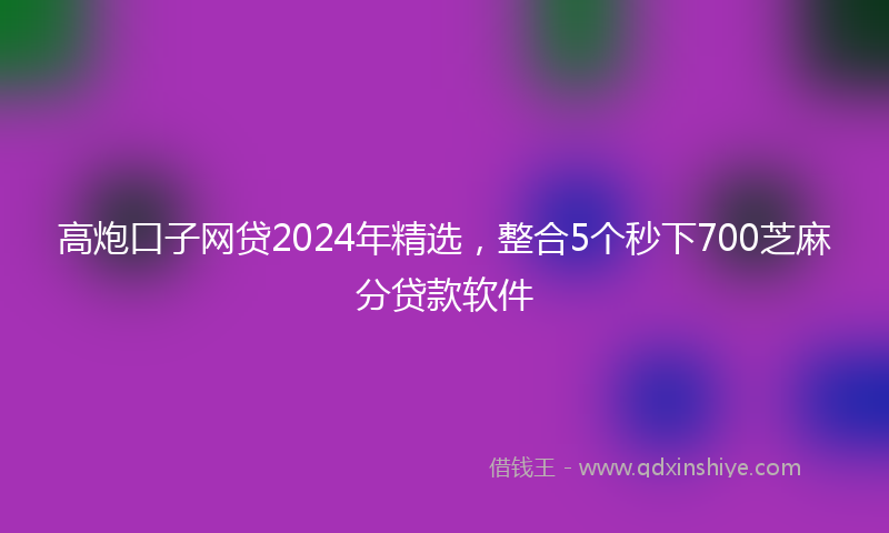 高炮口子网贷2024年精选，整合5个秒下700芝麻分贷款软件