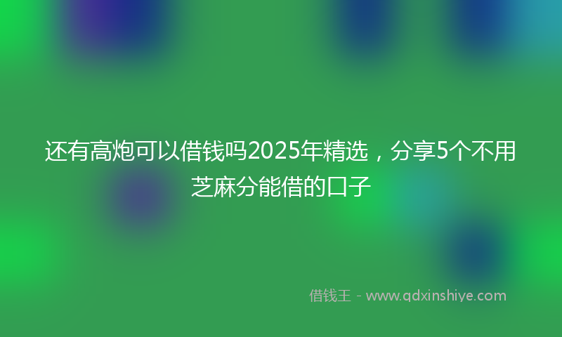 还有高炮可以借钱吗2025年精选，分享5个不用芝麻分能借的口子